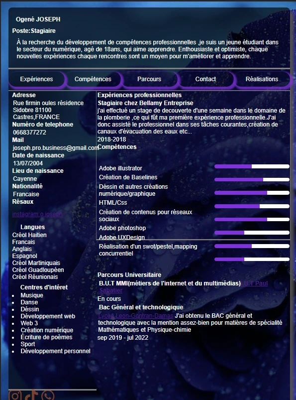 premier projet html/css de Ogené joseph